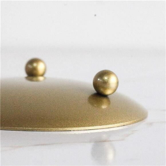 Set of 2 gold metal candle holder plates round pillar candlestick stands for dec - Picture 5 of 8